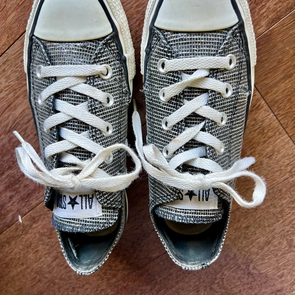 Metallic black and silver Converse size 4/6 ( see tag in photo)